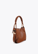 Braided Handle Faux Leather Bag